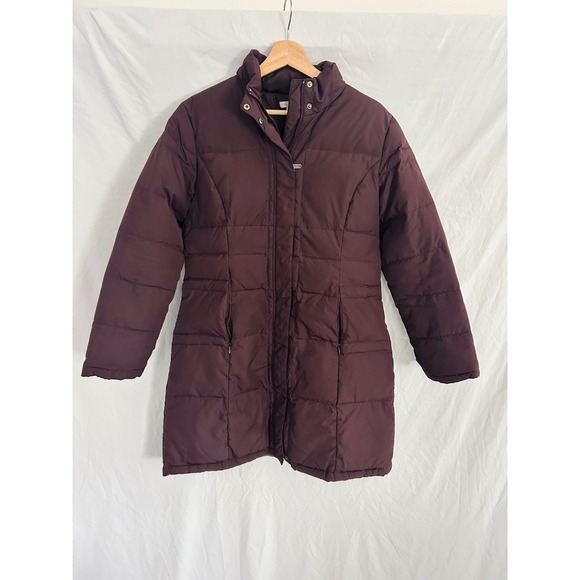 Garnet Hill Jackets & Blazers - Garnet Hill Quilted Puffer Coat Burgundy Full Zip Stand Collar Women's Size 8